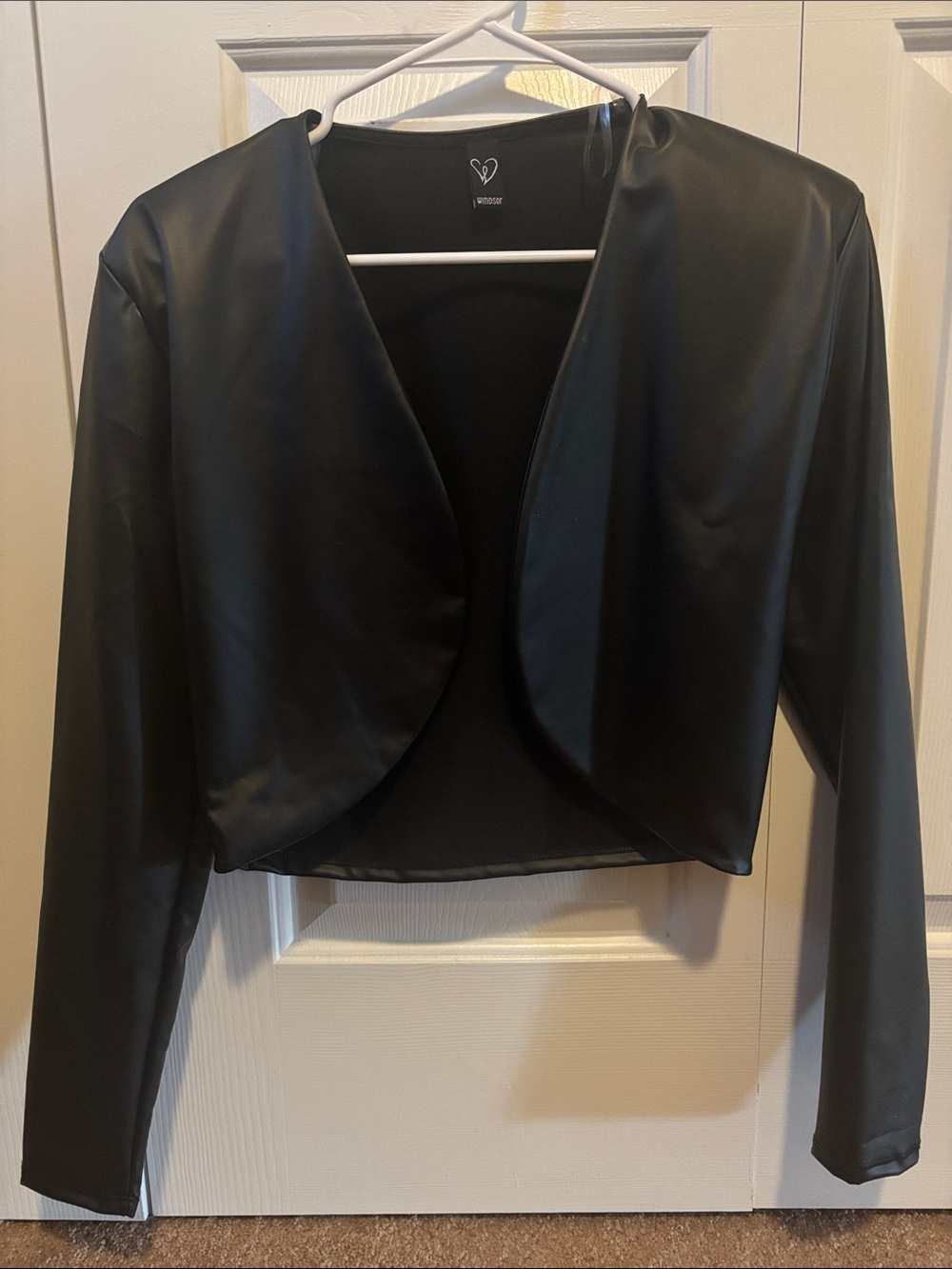 Windsor Black Cropped Faux Leather Bolero